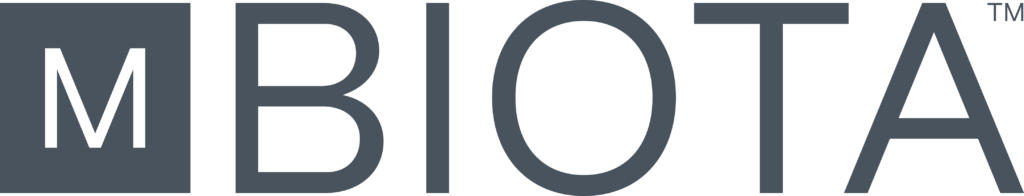 Industry Council MBiota logo dark blue text on black background.